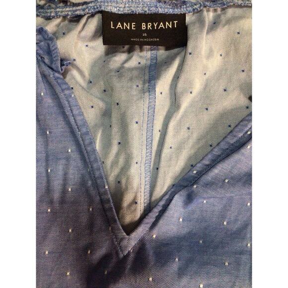 Lane Bryant Blue White Dot Print V-Neck Shirt Womens Short Sleeve Casual Size 16 - Picture 5 of 9